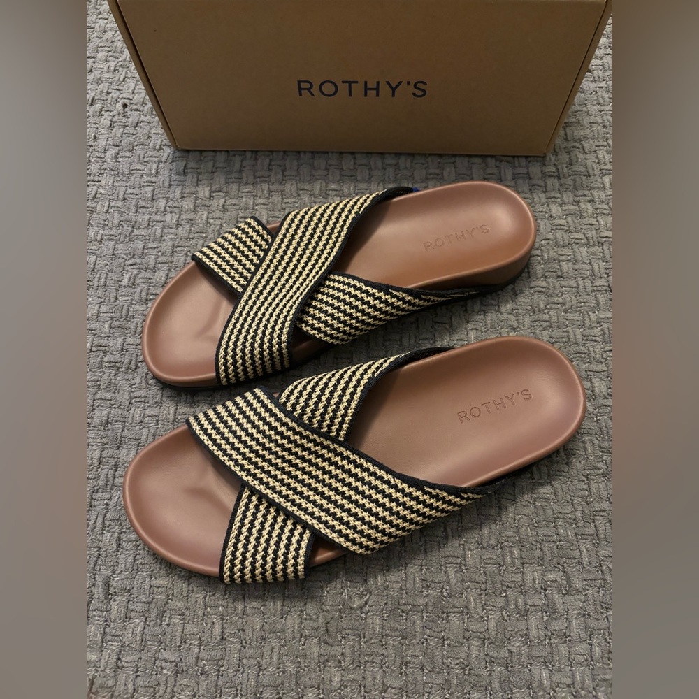 Rothy's Weekend Slide Toffee Stripe - Picture 2 of 4